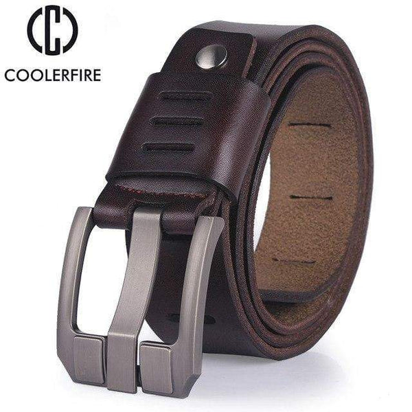 Planet Gates COFFEE / 100cm Leather belts for men brand male pin buckle jeans cowboy Mens Belt Luxury Designer High Quality