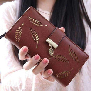 Planet Gates Coffee 2018 Women Wallet Purse Female Long Wallet Gold Hollow Leaves Pouch Handbag For Women Coin Purse Card Holders Portefeuille Femme