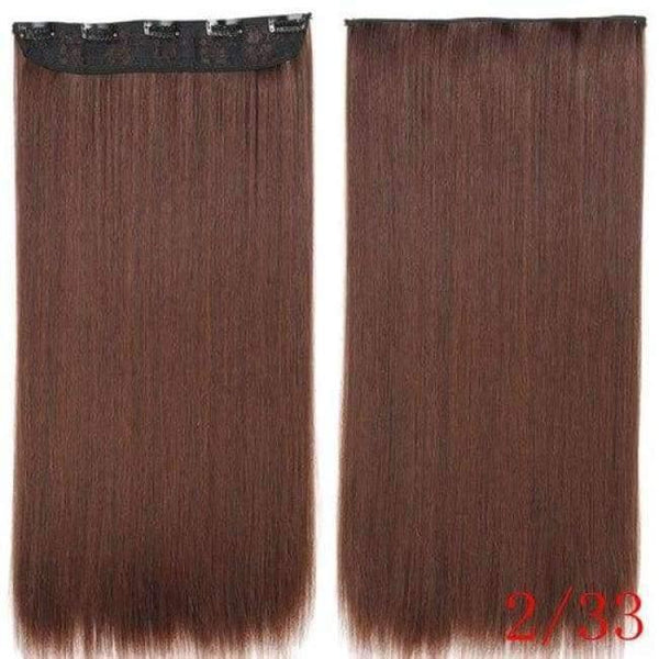 Planet Gates Coffee / 22inches 22Inch Long Straight Synthetic Clip in Hair Extension Heat Resistant 5 Clip Hairpiece Black Blonde Brown Synthetic Hair