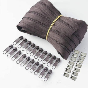 Planet Gates coffee / 3# / 10M20PCSilder10Stopp Meetee 10/20M Nylon 3# Coil Zipper With Slider & Stopper For Quilt Bags Tent Invisible Clothing Zip Sewing Crafts Accessories