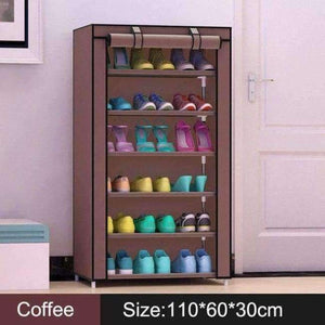Planet Gates Coffee 7 layers 6 girds Closet Cabinets Non-woven Steel Pipe Shoes Shelf Folding Living Room furniture Shoes Organizers Space Saver