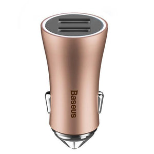 Planet Gates Coffee Baseus LED Car USB Charger For iPhone Samsung Xiaomi 2.4A Fast Charge Adapter Metal Mini USB Car-Charger For Mobile Phone