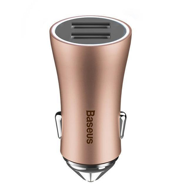 Planet Gates Coffee Baseus LED Car USB Charger For iPhone Samsung Xiaomi 2.4A Fast Charge Adapter Metal Mini USB Car-Charger For Mobile Phone