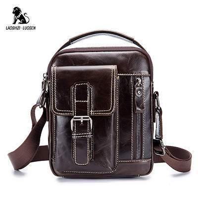 Planet Gates Coffee / China Brand Genuine Leather Shoulder Bag Men Messenger Bags Small Casual Flap Zipper Design Male CrossBody Bag