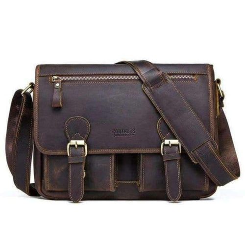 Planet Gates Coffee / China CONTACT'S Genuine Crazy Horse Cowhide Leather Men Messenger Bag For Laptop Male Vintage Tote Shoulder Crossbody Bags Handbag