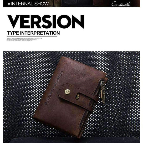 Planet Gates coffee / China CONTACT'S Genuine Crazy Horse Leather Mens Wallet Man Cowhide Cover Coin Purse Small Brand Male Credit&ID Multifunctional Walets
