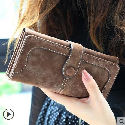 Planet Gates coffee Fashion Women  Wallet Matte Stitching Women Long Brand Purse Clutch 9 Colour Handbag Wristlet  free shipping