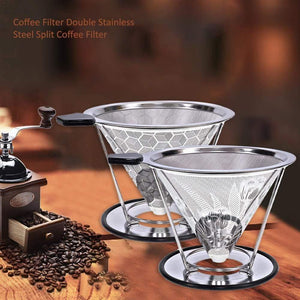 Coffee Filter Double Stainless Steel Split Coffee Filter,Waterproof, Low Temperature Resistant, High Temperature Resistant