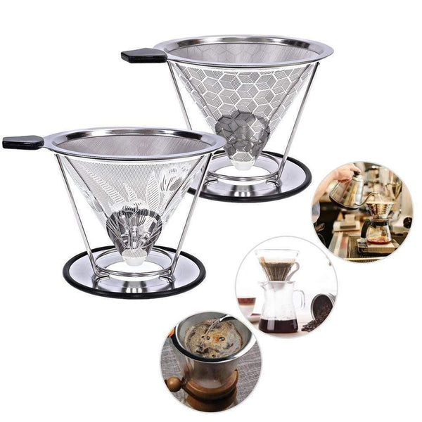 Coffee Filter Double Stainless Steel Split Coffee Filter,Waterproof, Low Temperature Resistant, High Temperature Resistant