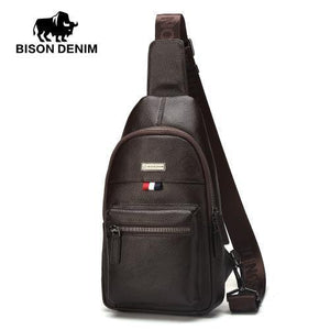 Planet Gates Coffee Genuine Leather Crossbody Bag Waterproof Men's Bags Small Single Shoulder Strap Chest Pack Leather Travel Bag N2666