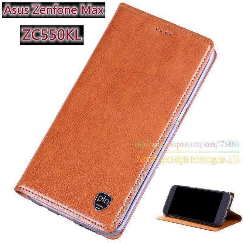 Planet Gates Coffee / Genuine Leather Leather Magnetic Stand Flip Cover For Asus Zenfone Max ZC550KL 5.5'' Brand Luxury Mobile Phone Cases