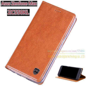 Planet Gates Coffee / Genuine Leather Leather Magnetic Stand Flip Cover For Asus Zenfone Max ZC550KL 5.5'' Brand Luxury Mobile Phone Cases