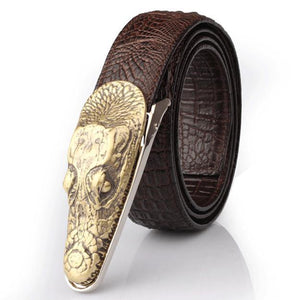 Planet Gates Coffee Gold / 105cm Mens Belts Luxury cow Leather Designer Belt Men High Quality Luxury Crocodile Cinturones Hombre