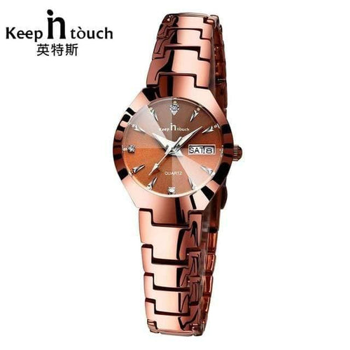 Planet Gates Coffee Gold Watch Women Quartz Calendar Rhinestone Dress Bracelet Women's Watch Ladies Luminous Relogio Feminino