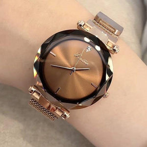 Planet Gates Coffee Lady Crystal Watch Magnet buckle Women Dress Watch Fashion Quartz Watch Female Stainless Steel Wristwatches