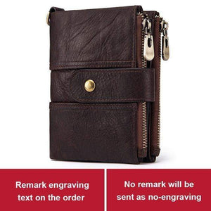 Planet Gates Coffee Leather Free Engraving Rfid Wallet Men Crazy Horse Wallets Coin Purse Short Male Money Bag Mini Walet  Quality
