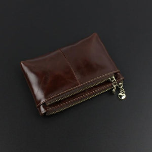 Planet Gates Coffee Leather Wallets Coin With Zipper Solid Women Wallet Genuine Cow Leather Small Luxury Brand Female Purse Fashion