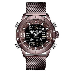 Planet Gates Coffee Men Watch Top Luxury Brand Man Military Sport Quartz Wrist Watches Stainless Steel LED Digital Clock Relogio Masculino