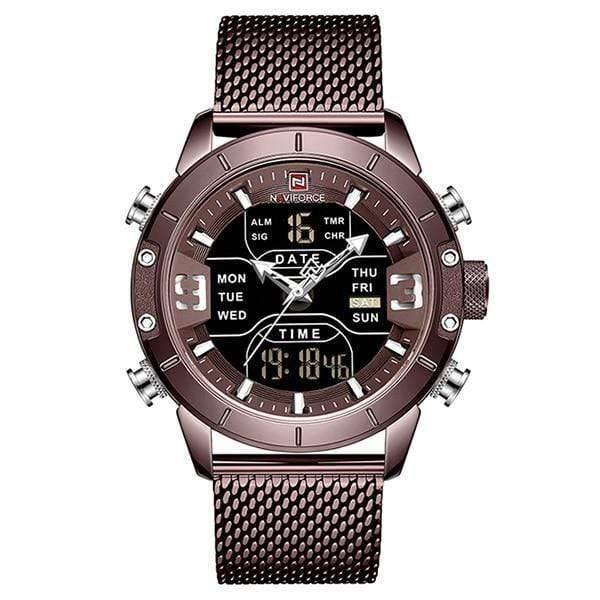Planet Gates Coffee Men Watch Top Luxury Brand Man Military Sport Quartz Wrist Watches Stainless Steel LED Digital Clock Relogio Masculino