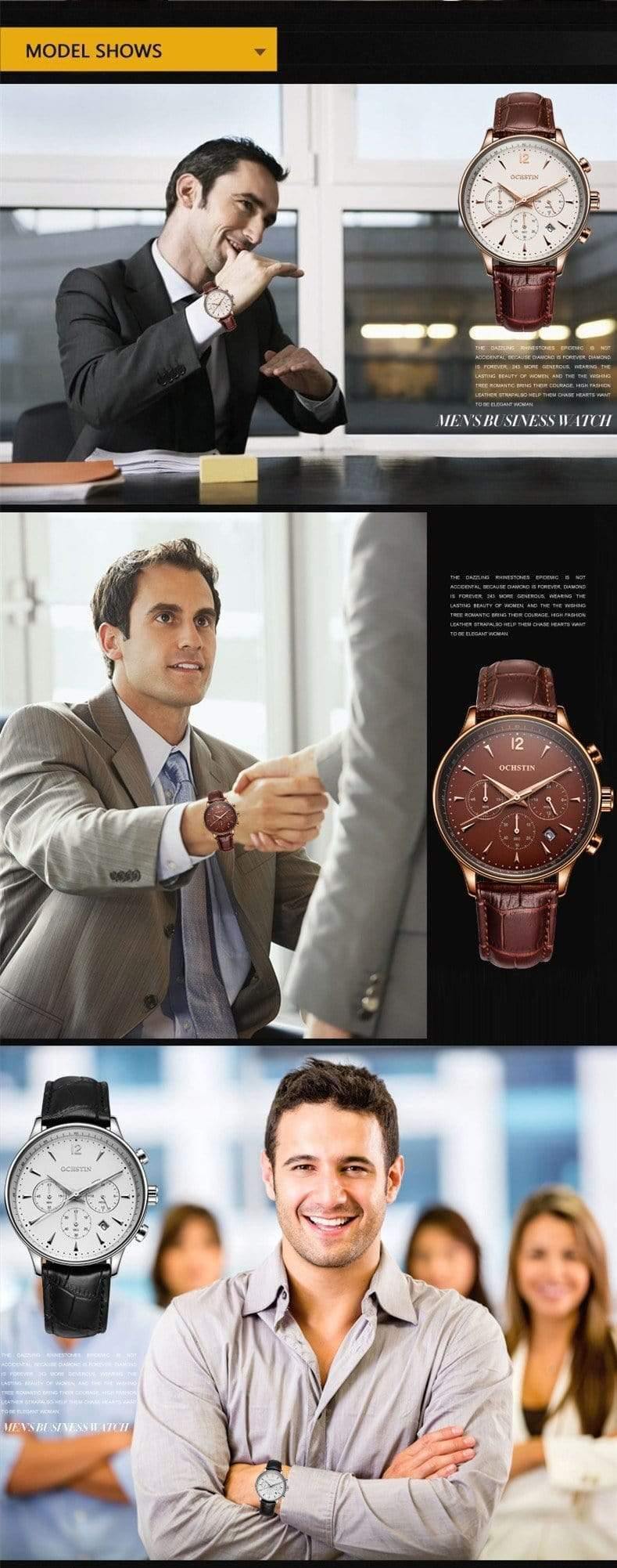 Planet Gates coffee Mens Watches OCHSTIN Brand Luxury Chronograph Date Clock Man Leather Sport Wrist Watch Men Business Quartz Watch