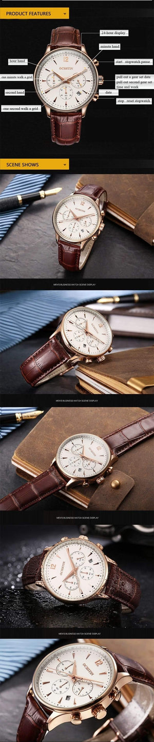 Planet Gates coffee Mens Watches OCHSTIN Brand Luxury Chronograph Date Clock Man Leather Sport Wrist Watch Men Business Quartz Watch