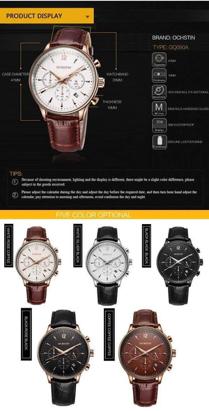 Planet Gates coffee Mens Watches OCHSTIN Brand Luxury Chronograph Date Clock Man Leather Sport Wrist Watch Men Business Quartz Watch