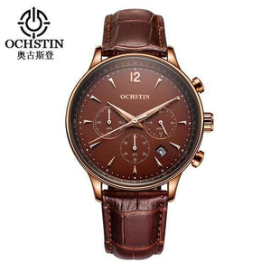Planet Gates coffee Mens Watches OCHSTIN Brand Luxury Chronograph Date Clock Man Leather Sport Wrist Watch Men Business Quartz Watch