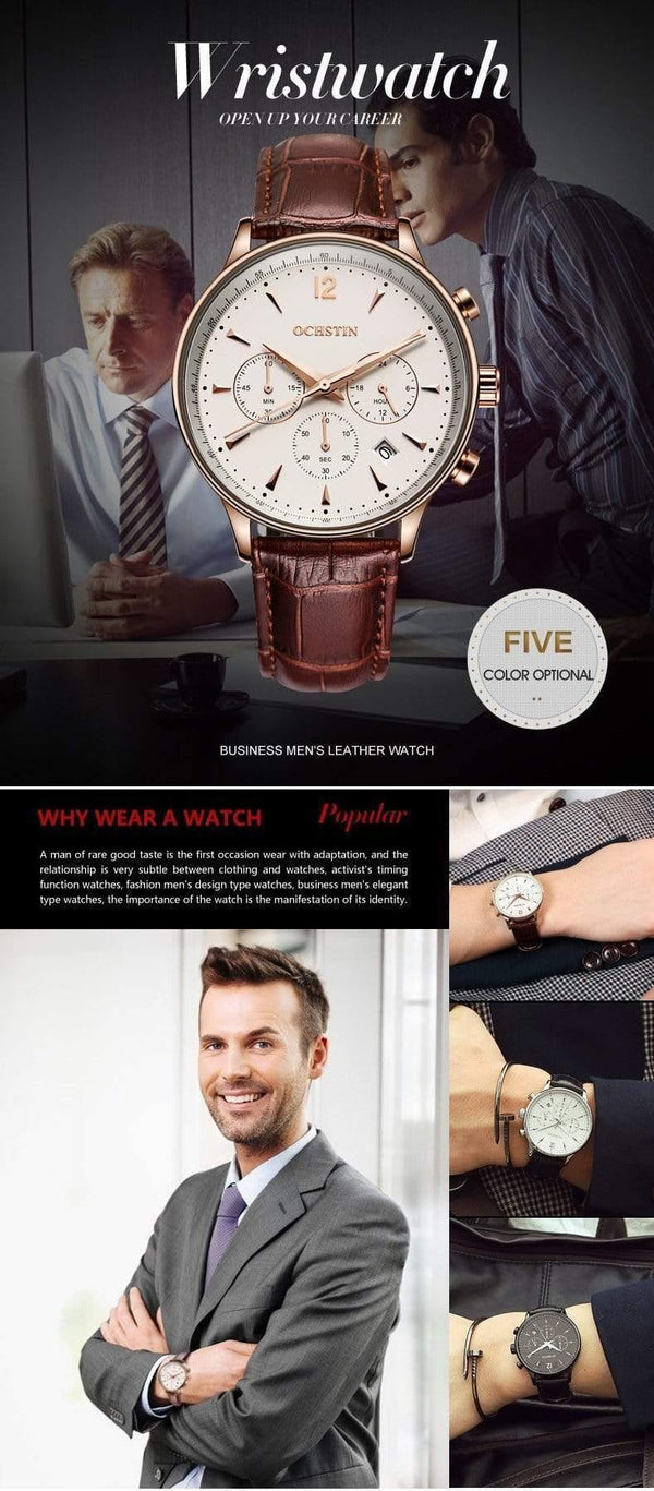 Planet Gates coffee Mens Watches OCHSTIN Brand Luxury Chronograph Date Clock Man Leather Sport Wrist Watch Men Business Quartz Watch