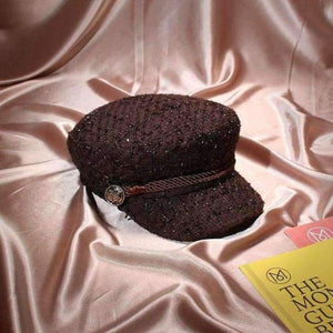 Planet Gates coffee / One Size 2018 Winter Vintage Hats For Women Fashion Gold Thread Tweed Military Hat Gorras Planas Snapback Caps Female Casquette Cap