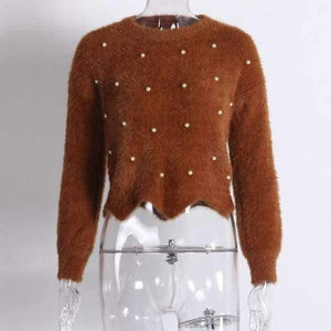 Planet Gates coffee / One Size Sweaters Women     2018 Autumn Winter Newest Long Sleeve Jumper Ladies Pullovers Irregular Mohair Sweater Blue