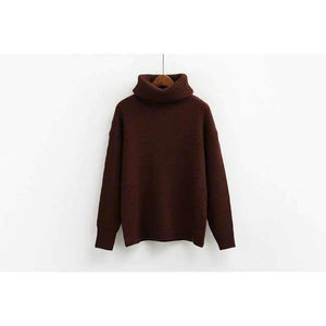 Planet Gates Coffee / One Size Winter Knitted Sweaters Women Fashion Turtleneck Pullover Sweater Female Casual All-match Jumper 8 Colors