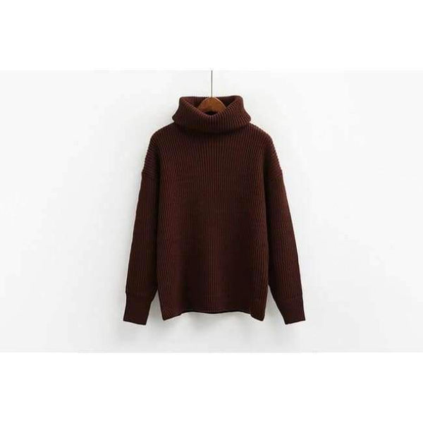 Planet Gates Coffee / One Size Winter Knitted Sweaters Women Fashion Turtleneck Pullover Sweater Female Casual All-match Jumper 8 Colors