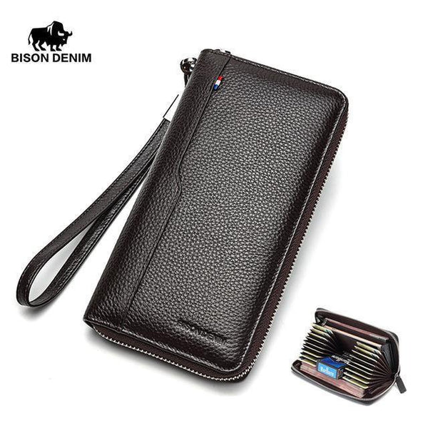 Planet Gates Coffee Real Cow skin Men Wallets Large Capacity Card Holder Wallet Coin Purse Genuine Leather Long Purse For Men N8226-2