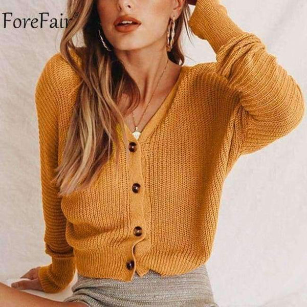 Planet Gates Coffee / S Casual Cardigan Sweater Women Autumn Long Sleeve Crop Top Lantern Sleeve Coat Knitted Female Jumper Ladies Sweater Coat
