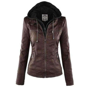 Planet Gates coffee / S Gothic faux leather Jacket Women hoodies Winter Autumn Motorcycle Jacket Black Outerwear faux leather PU Jacket 2018 Coat HOT