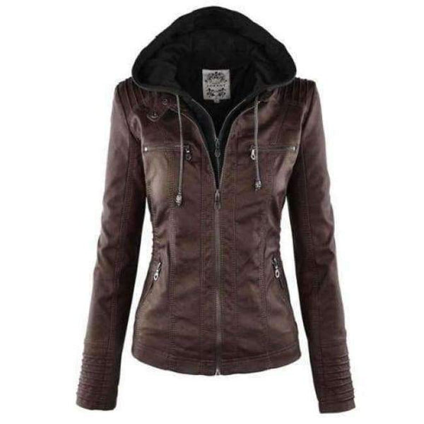 Planet Gates coffee / S Gothic faux leather Jacket Women hoodies Winter Autumn Motorcycle Jacket Black Outerwear faux leather PU Jacket 2018 Coat HOT