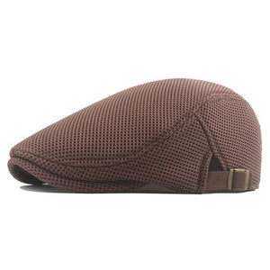 Planet Gates Coffee Summer Men's Beret Solid Color Hollow Mesh Cap Breathable Adjustable ladies Sun Hat