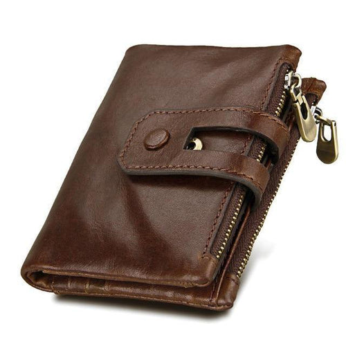 Planet Gates Coffee Wallet Women Genuine Leather Wallets Female Hasp Double Zipper Design Coin Purse ID Card Holder Unisex Slim Wallet