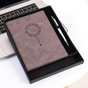 Planet Gates Coffee with Box Free Make logo A5 Notebook Name Custom Leather Writing Pads Binder Black Diary Office School Supply Leader Gift with Pen Box