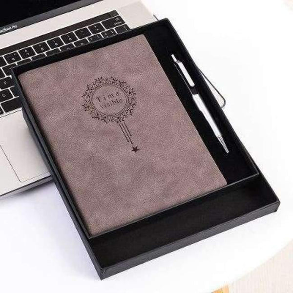 Planet Gates Coffee with Box Free Make logo A5 Notebook Name Custom Leather Writing Pads Binder Black Diary Office School Supply Leader Gift with Pen Box