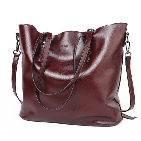 Planet Gates coffee Women Shoulder Bag Fashion Women Handbags Oil Wax Leather Large Capacity Tote Bag Casual Pu Leather women Messenger bag