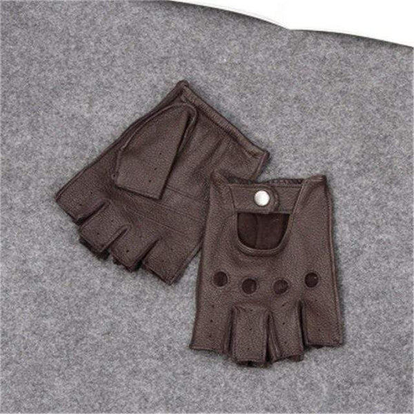 Planet Gates Coffee / XXL Man's Half Finger Gloves Breathable Non-Slip Fitness Leather Fingerless Gloves Black Camel Driving Gloves Male NAN7