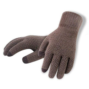 Planet Gates CoffeeNoLogo / One Size Winter Autumn Men Knitted Gloves Touch Screen High Quality Male Thicken Warm Wool Cashmere Solid Gloves Men Mitten Business