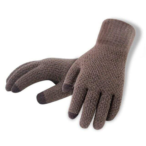 Planet Gates CoffeeNoLogo / One Size Winter Autumn Men Knitted Gloves Touch Screen High Quality Male Thicken Warm Wool Cashmere Solid Gloves Men Mitten Business