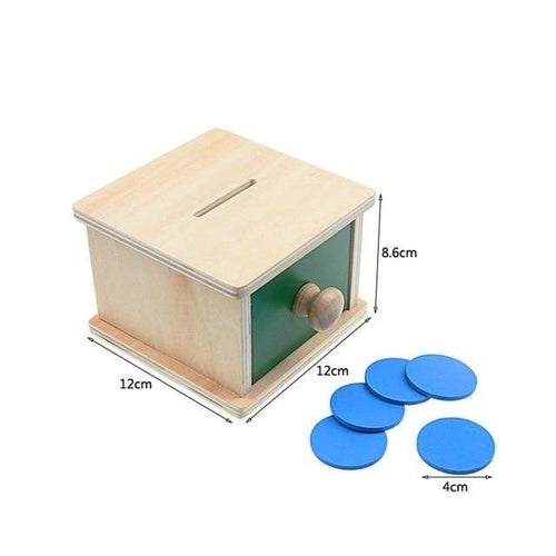 Planet Gates Coin Box Montessori Materials Match Box Ball Box Coin Box Piggy Bank Set Toys for Toddler Solid Wood Infant Basic Life Skill Toy 8-24 Mon