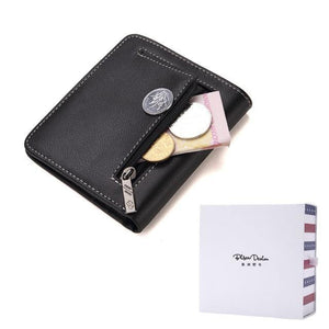 Planet Gates Coin with box / China Men Wallets Black Genuine Leather Purse For Men Business Card Holder Men's Wallet Mini N4429