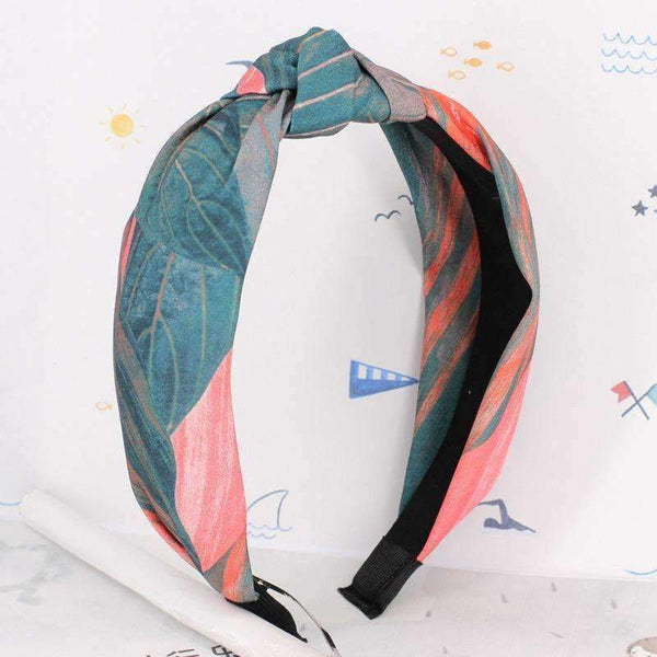 Planet Gates COKK Wide Flower Hair Band Headband Hair Accessories For Women Girls Leaf Print Headband Vintage Cross Hairband Lady Hair Scarf