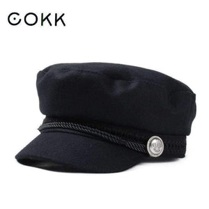 Planet Gates COKK Winter Hats For Women Winter Cap Wool Hat Female Button Baseball Cap Sun Visor Hat Gorras Casquette Black Fall Boina Bone