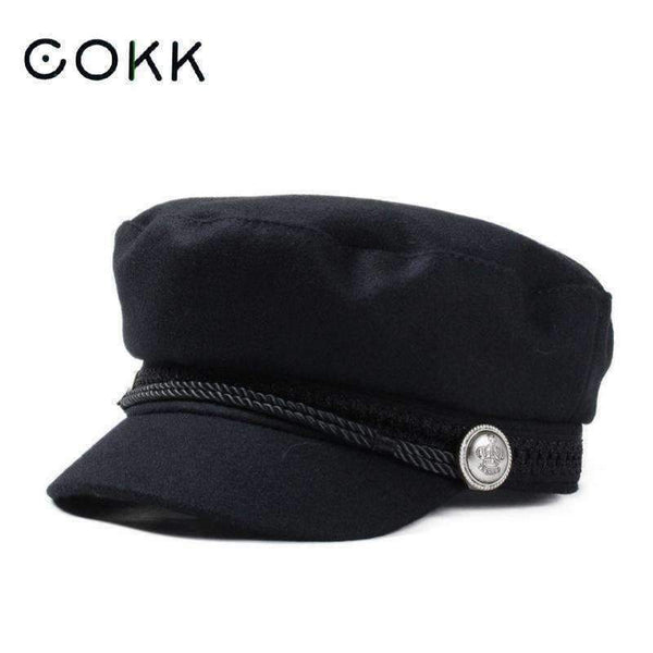 Planet Gates COKK Winter Hats For Women Winter Cap Wool Hat Female Button Baseball Cap Sun Visor Hat Gorras Casquette Black Fall Boina Bone
