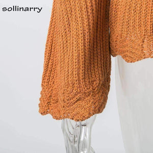 Planet Gates Cold Shoulder Bow Women Sweaters And Pullovers Winter Flare Sleeve Causal Jumpers 2018 Autumn Knitted Femme Sweaters